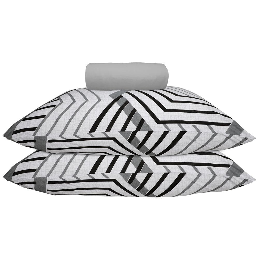 Jogo de Lençol KazzaVip Casal Malha 100% Algodão Lençol com Elástico Hamburgo 3 Peças Cinza