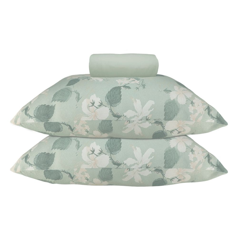 Jogo de Lençol KazzaVip King Malha 100% Algodão Lençol com Elástico Munique 3 Peças Verde