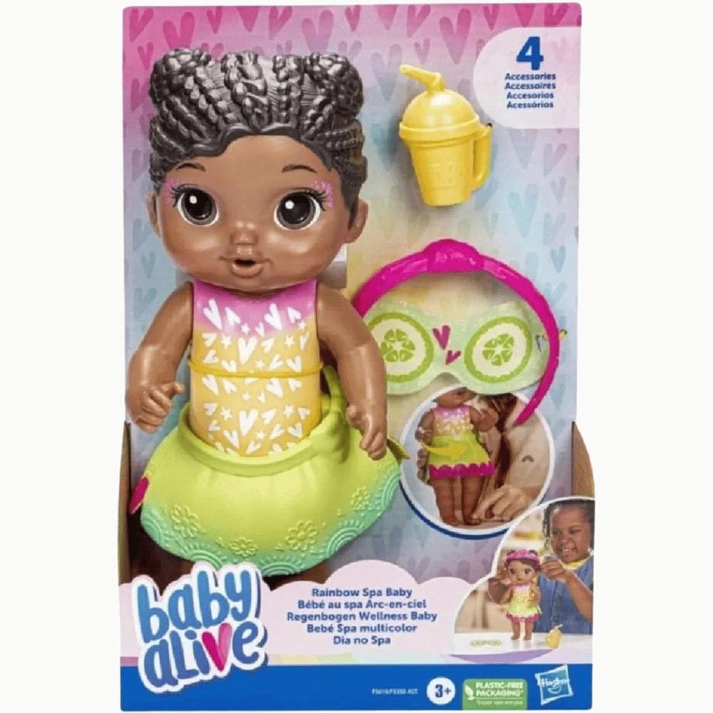 Boneca Baby Alive Rainbow Spa Negra 3+ F5619 Hasbro