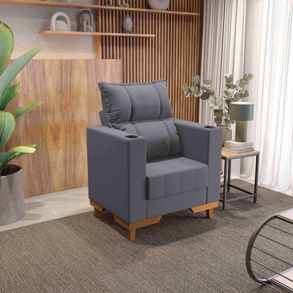 Poltrona Reclinável Kappesberg Florenza Veludo Titanio