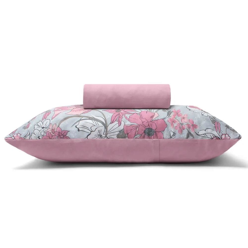 Jogo de Lençol KazzaVip Solteiro Malha 100% Algodão Basic Dinas 2 Pçs Rose