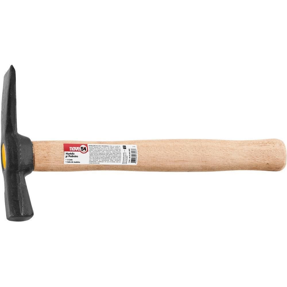 Martelo Pedreiro 1 Corte Aço Forjado Cabo Madeira - Nove54
