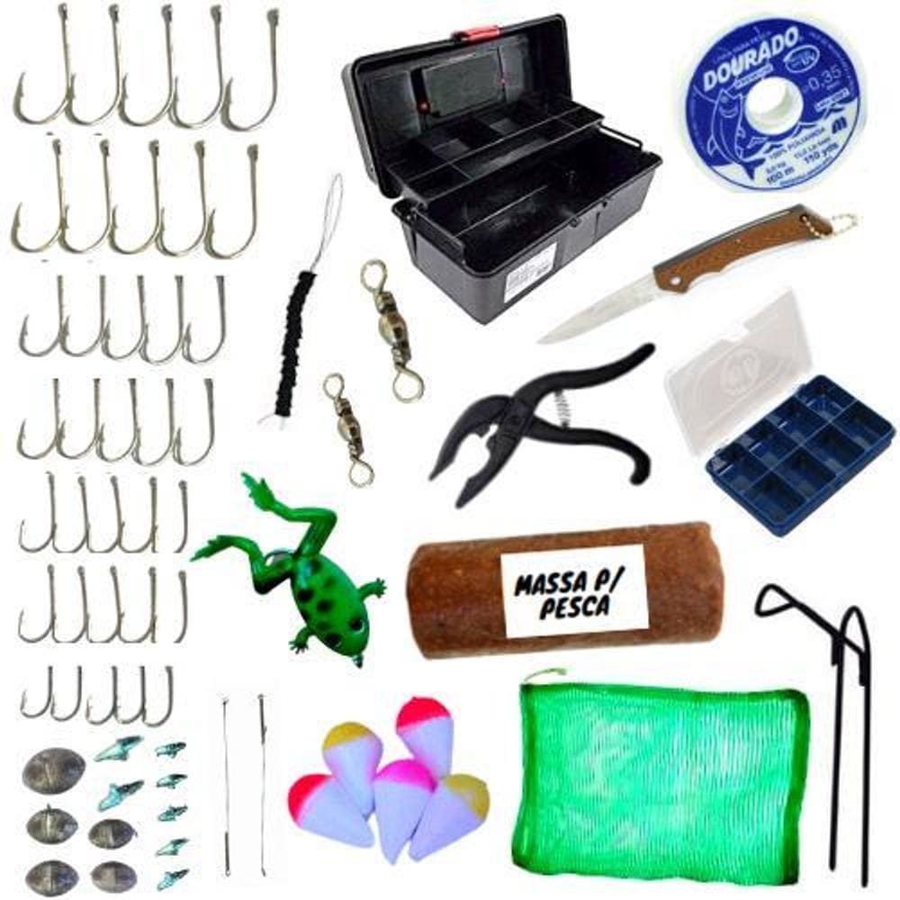 Maleta Pesca Com Acessórios Kit De Pescaria Linha Anzol