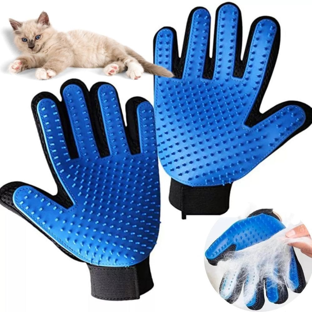 Luva Nano Magnética Azul Tira Pelos Eficaz