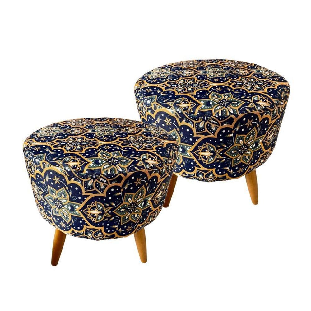 Kit 2 Capas Para Puff Redondo Pé Palito Malha Com Elástico