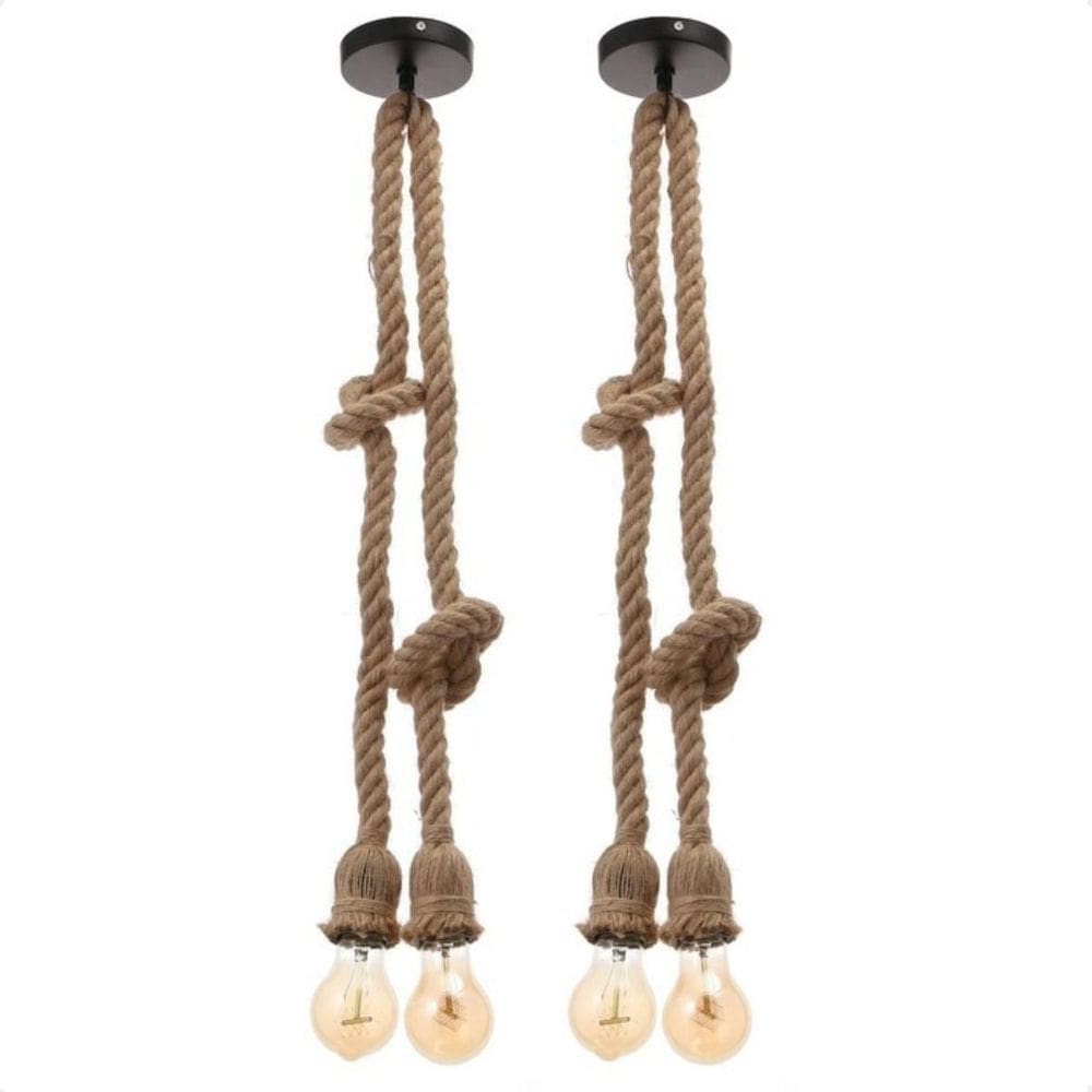 Kit 2 Lustre Pendente Bravalumi Corda Rustic Duplo E27