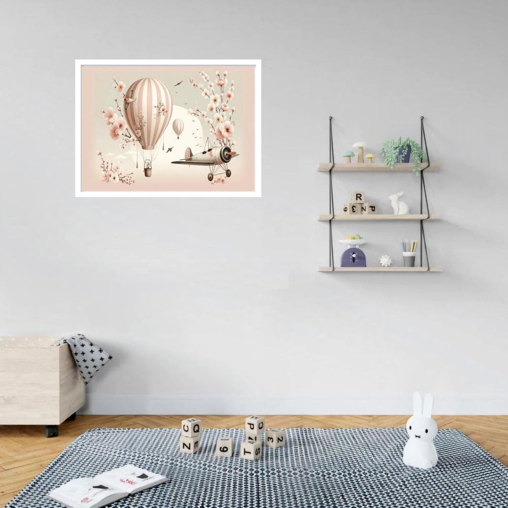 Quadro Decorativo Balão Cerejeira Rosa - 50X70Cm