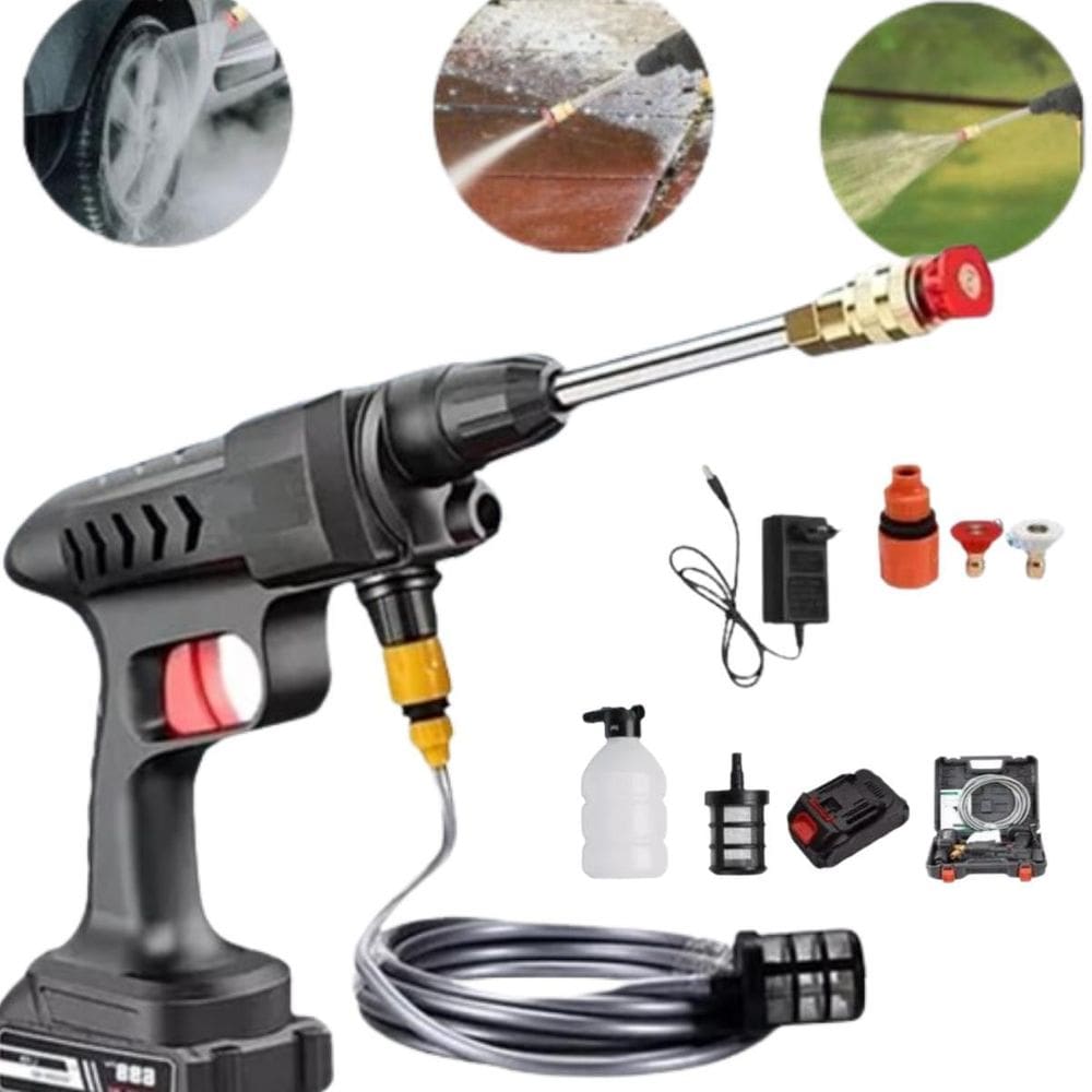 Lava Jato Sem Fio Com Mangueira De Pressão Fácil De Usar