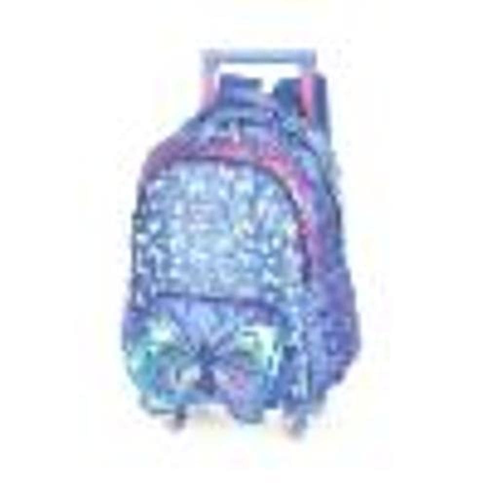 Mochila Escolar Borboleta Carrinho/Rodinhas Com Led