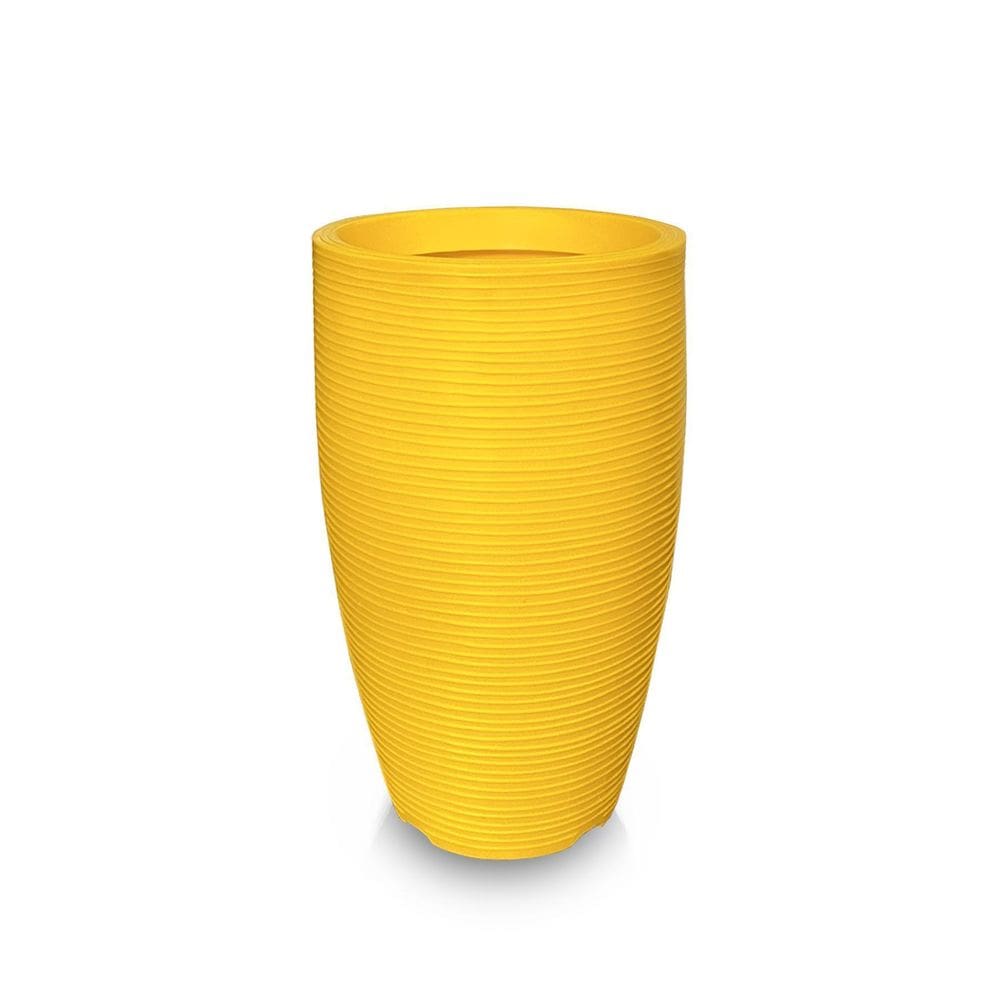 Vaso De Planta 60X38 Redondo Pilão De Polietileno Amarelo