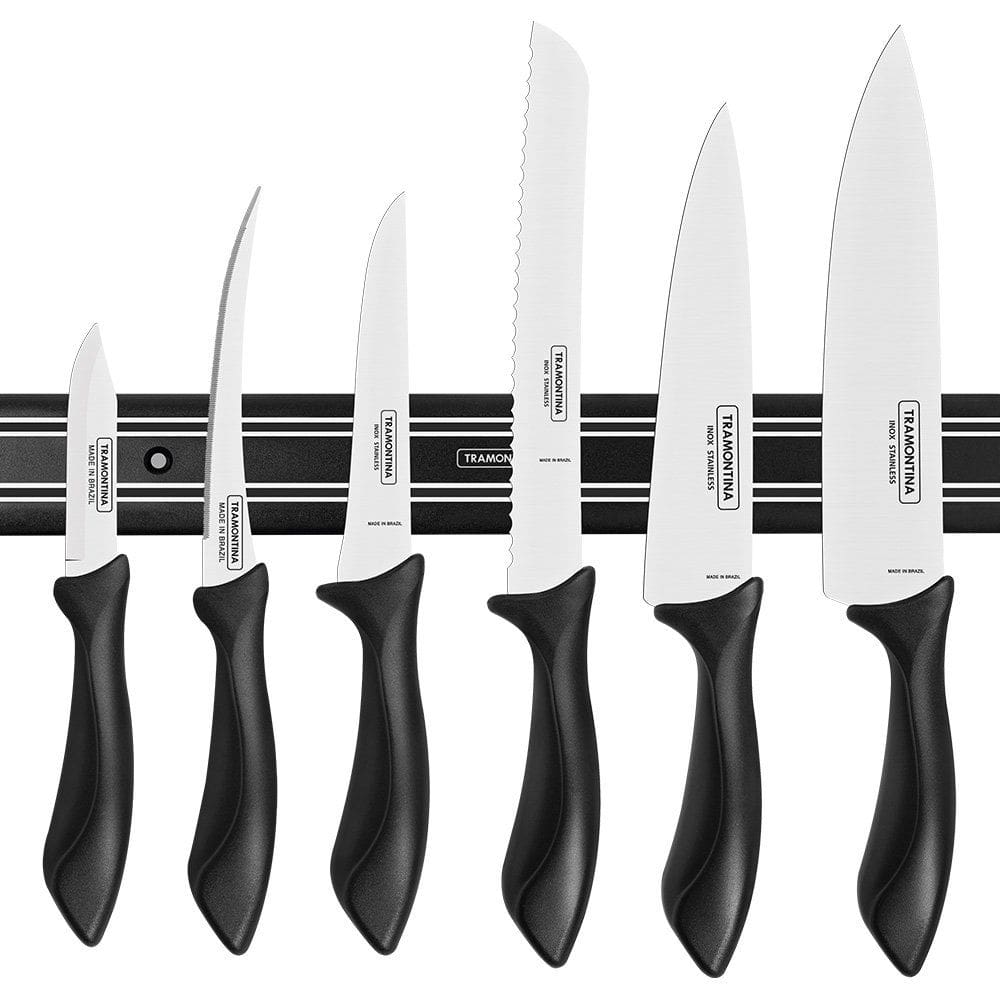 Jogo de Facas 7 Peças Tramontina Affilata 23699054 com Barra Magnética Preto