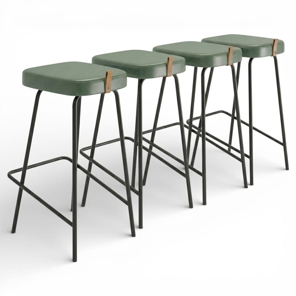 Kit 04 Banquetas Altas Cozinha e Área Gourmet Vik Estofada Couríssimo Verde - Desk Design