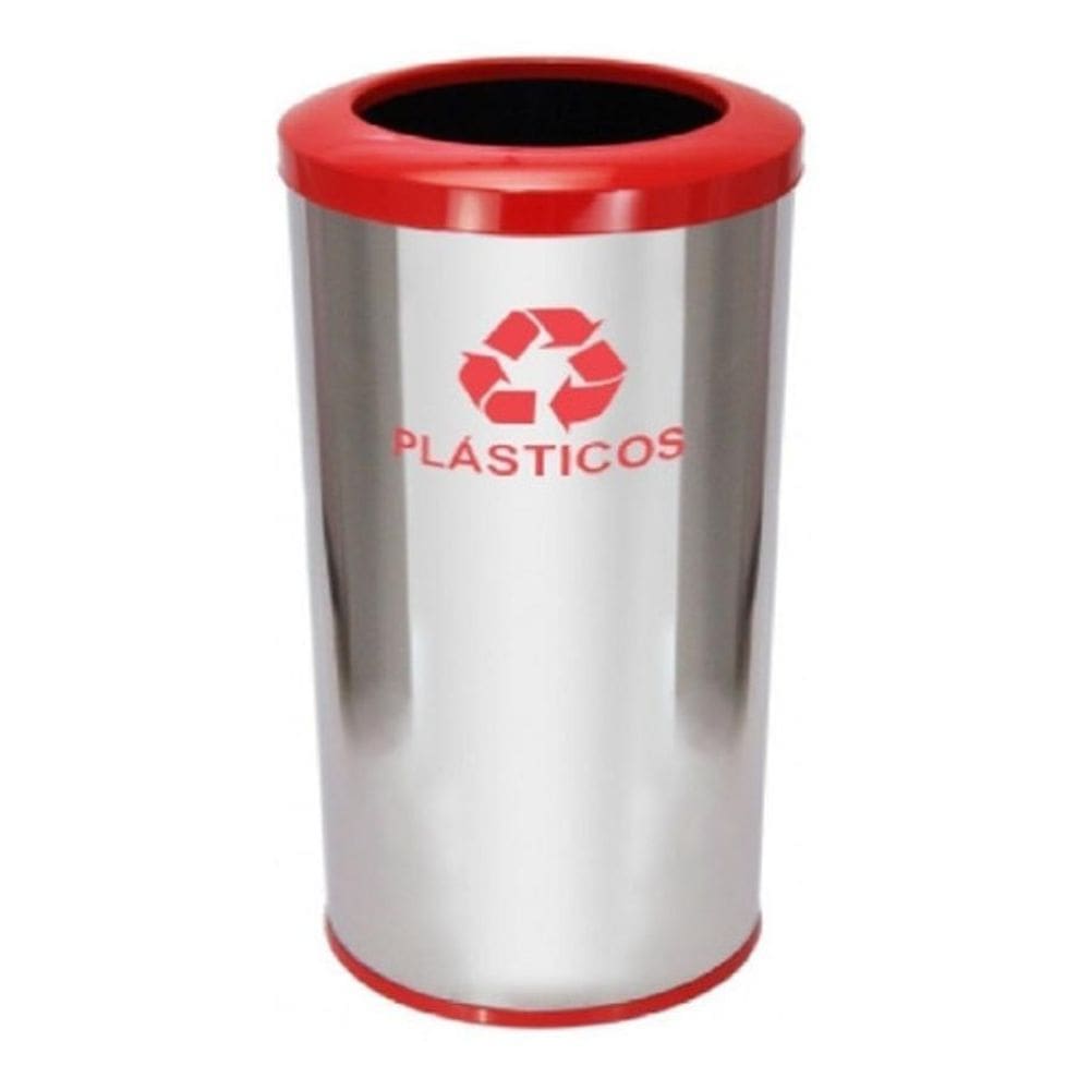 Lixeira Em Aço Inox Com Aro Pintado 50L