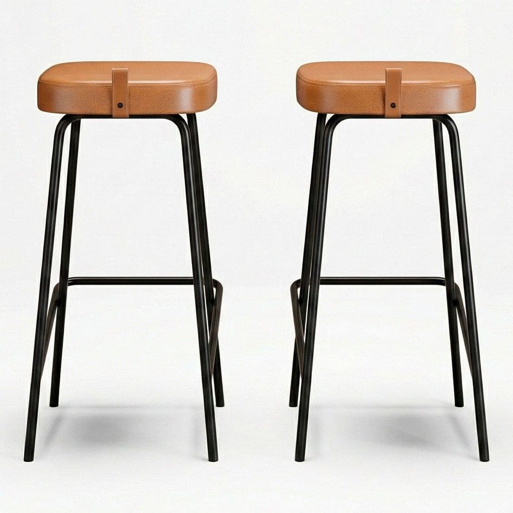 Kit 02 Banquetas Altas Cozinha e Área Gourmet Vik Estofada Couríssimo Whisky - Desk Design