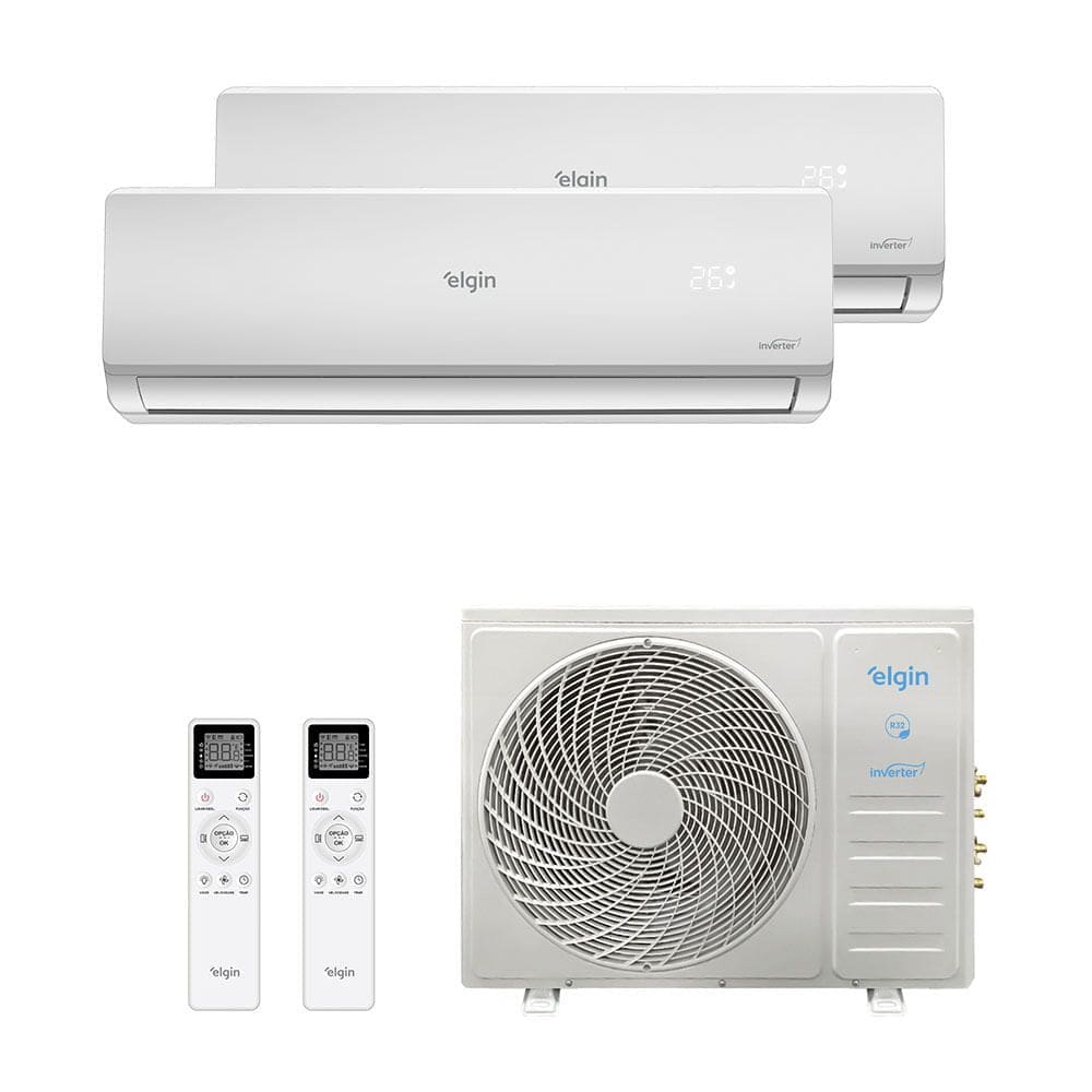 Ar Condicionado Bi Split Elgin Inverter Total Plus 27.000 Btus (Hi Wall 18.000 + Hi Wall 18.000) Quente e Frio 220v R-32