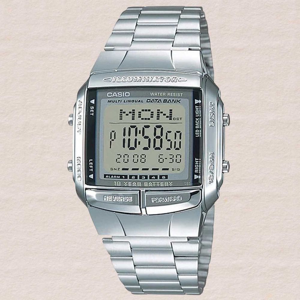 Relógio Casio Masculino Digital Data Bank Prata DB-360-1ADF