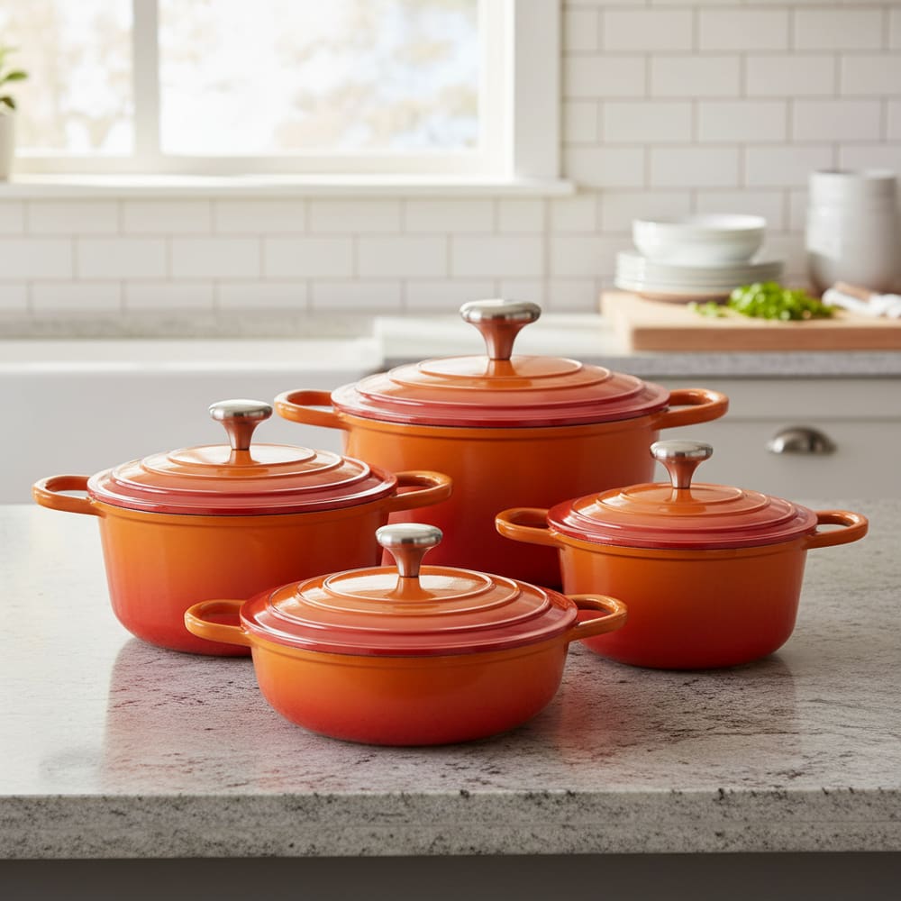 Panelas Caçarolas Cerâmica 4peças 4mm Indução Laranja Chef Florença