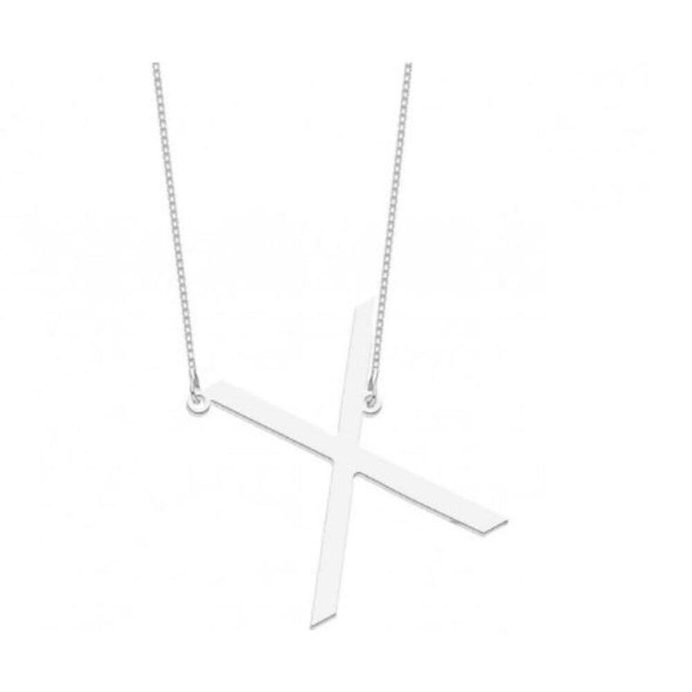 Colar Prateado Letra X Delicado E7332