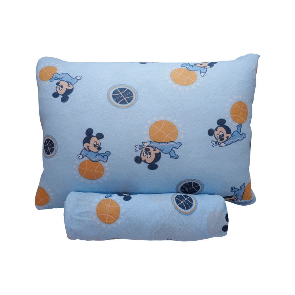 Jogo de Lençol KazzaVip Baby Malha 100% Algodão Berço Americano Estampado Com Elastico 2 Peças Mickey Travesso Azu