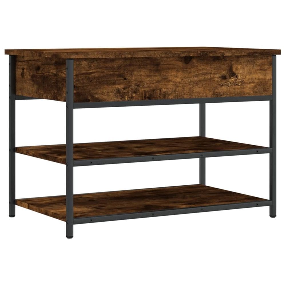 Banco de sapatos vidaXL Smoked Oak com estrutura metálica e armazenamento marrom