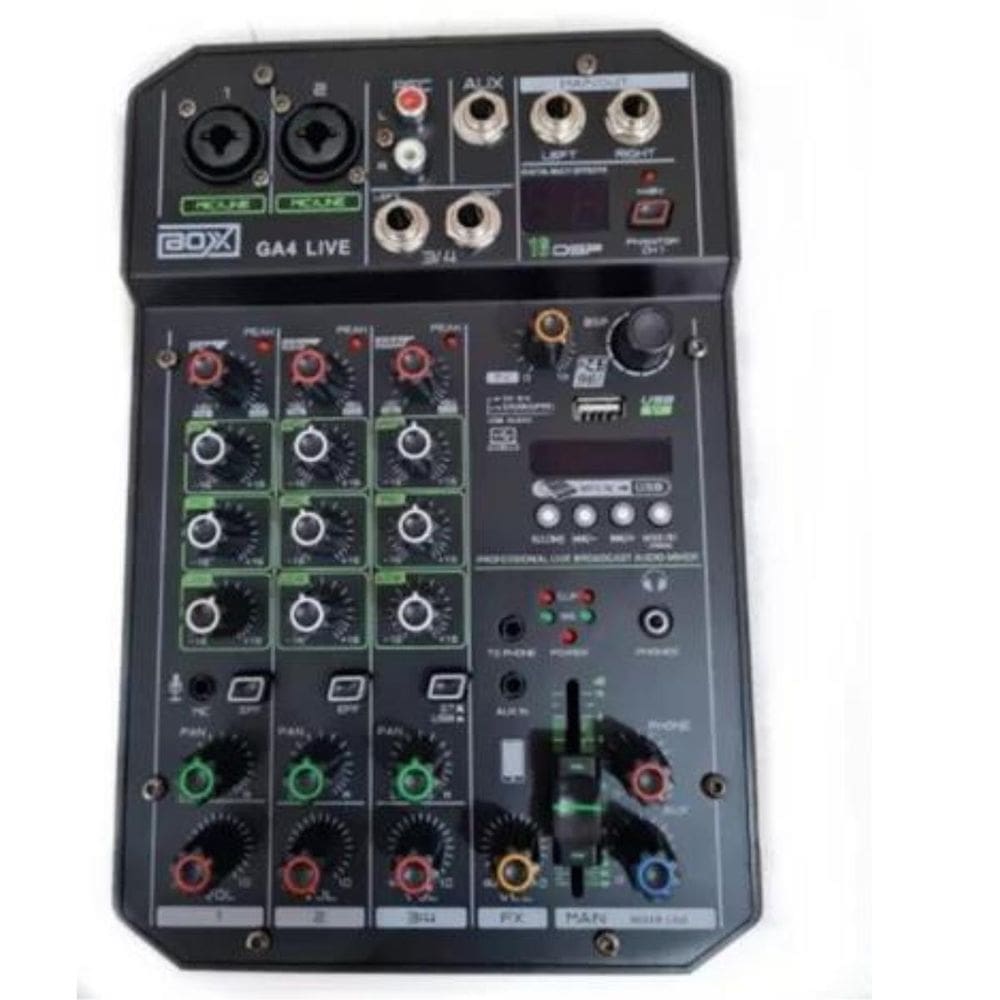 Mesa De Som 4 Canais Interface Usb Gravação Boxx Ga4 Live