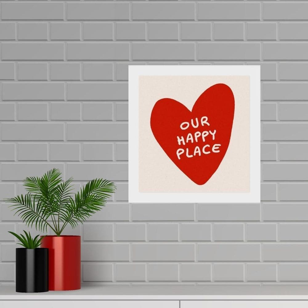 Quadro Quadrado Our Happy Place - 33X33Cm - Com Vidro