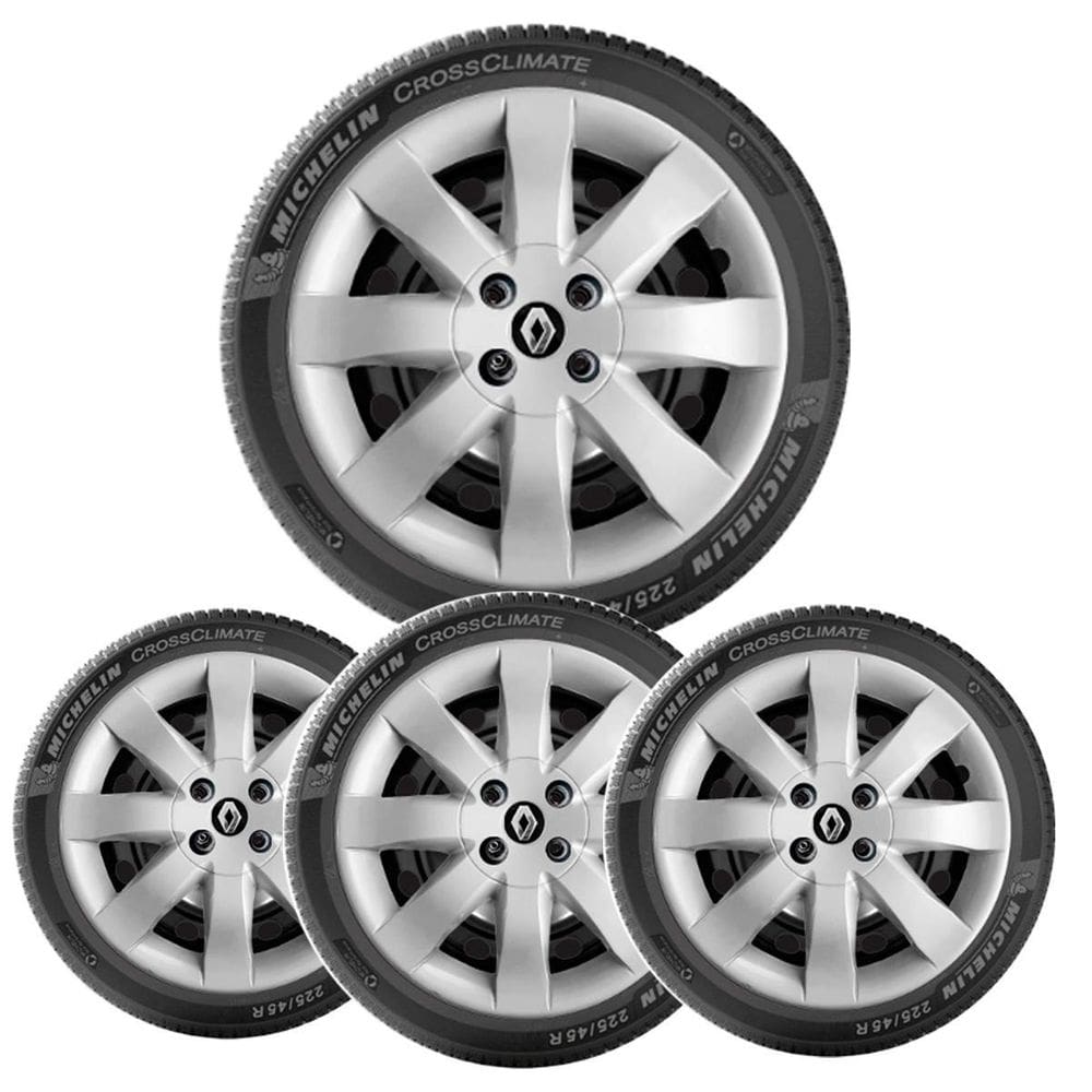 4X Calota Renault Sandero Logan Megane Aro 15 Com Emblema