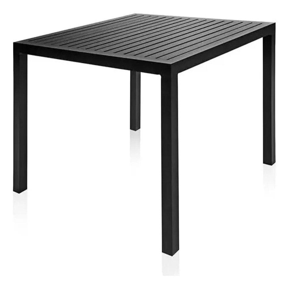 Mesa para Cozinha com Tampo Ripado em Alumínio Preto