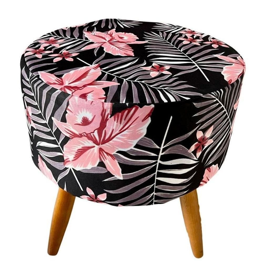 Capa Para Puff Redondo Pé Palito Malha Com Elástico 1 Peça