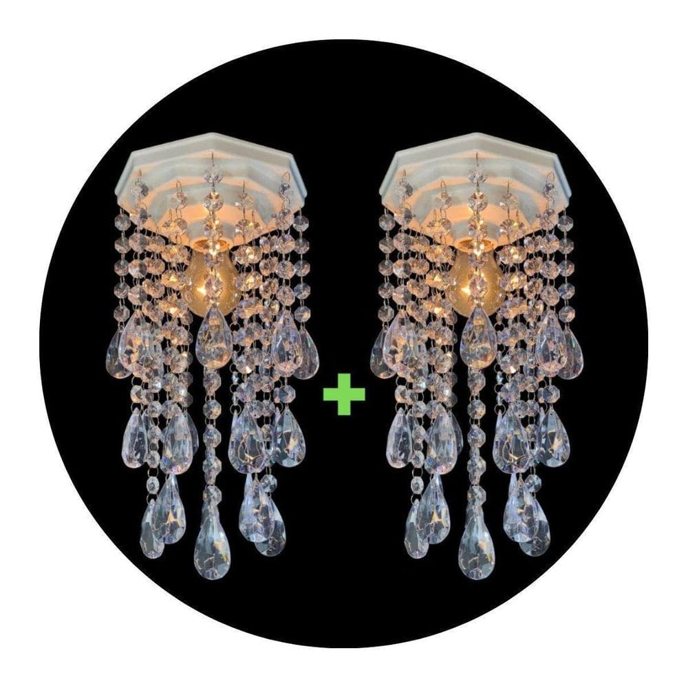 Kit 2 Lustres: Base Plafon, Castanhas Transparentes