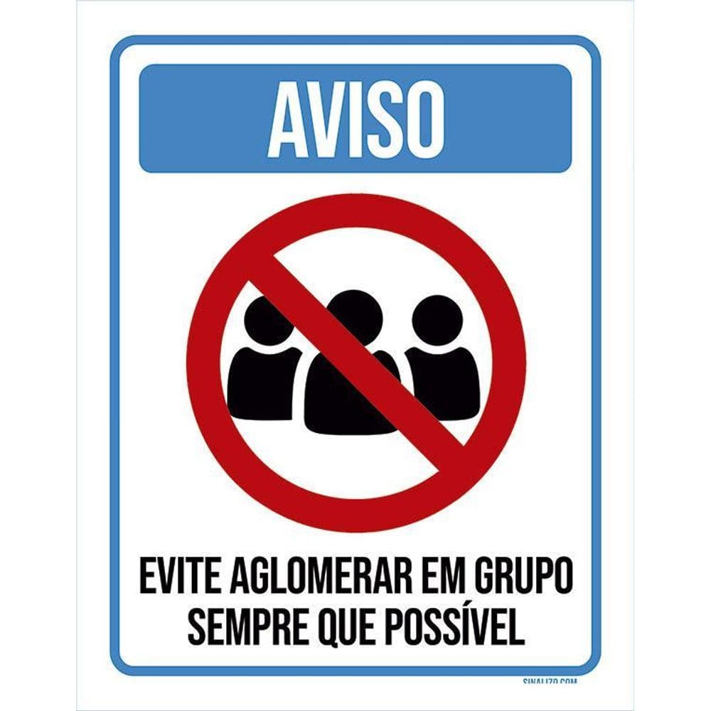 Kit 3 Placas Distanciamento Social Aviso Evite Aglomerar