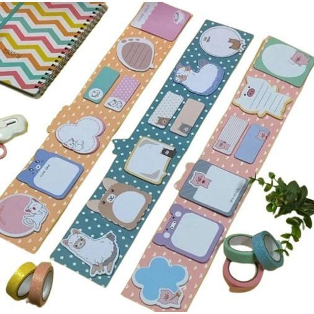 Bloco Adesivo Post-It Animais 140 Paginas Kawaii