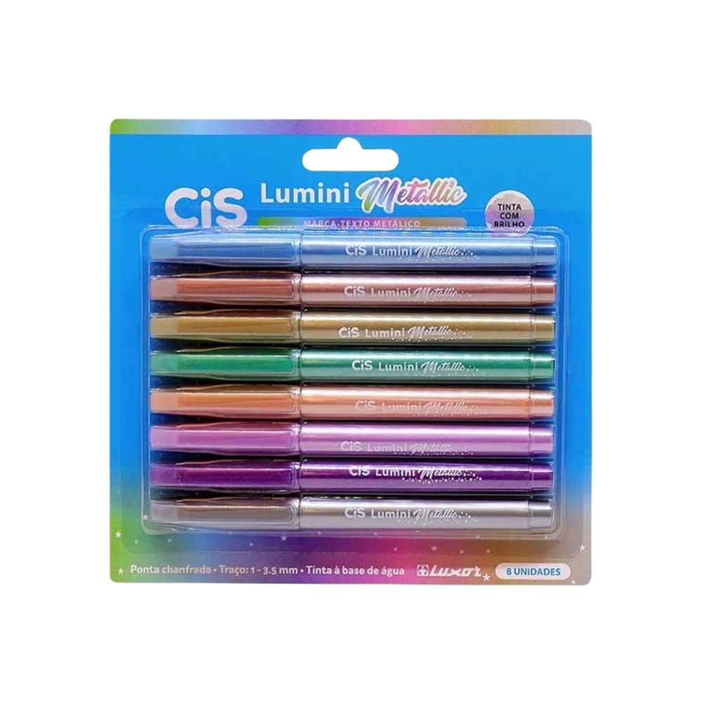 Marca Texto Lumini Metálica com 8 Unidades - Cis