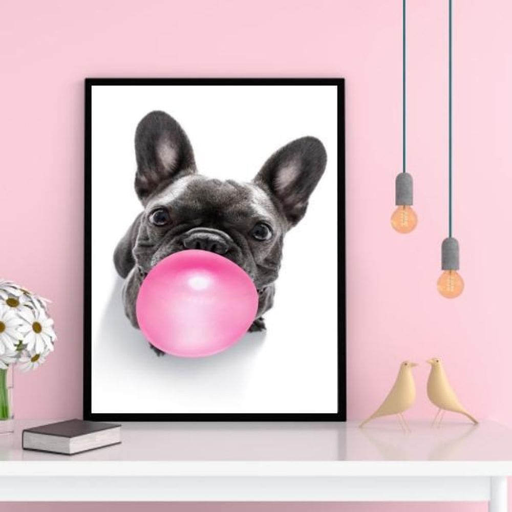Quadro French Bulldog Bubble Gum 45X34Cm