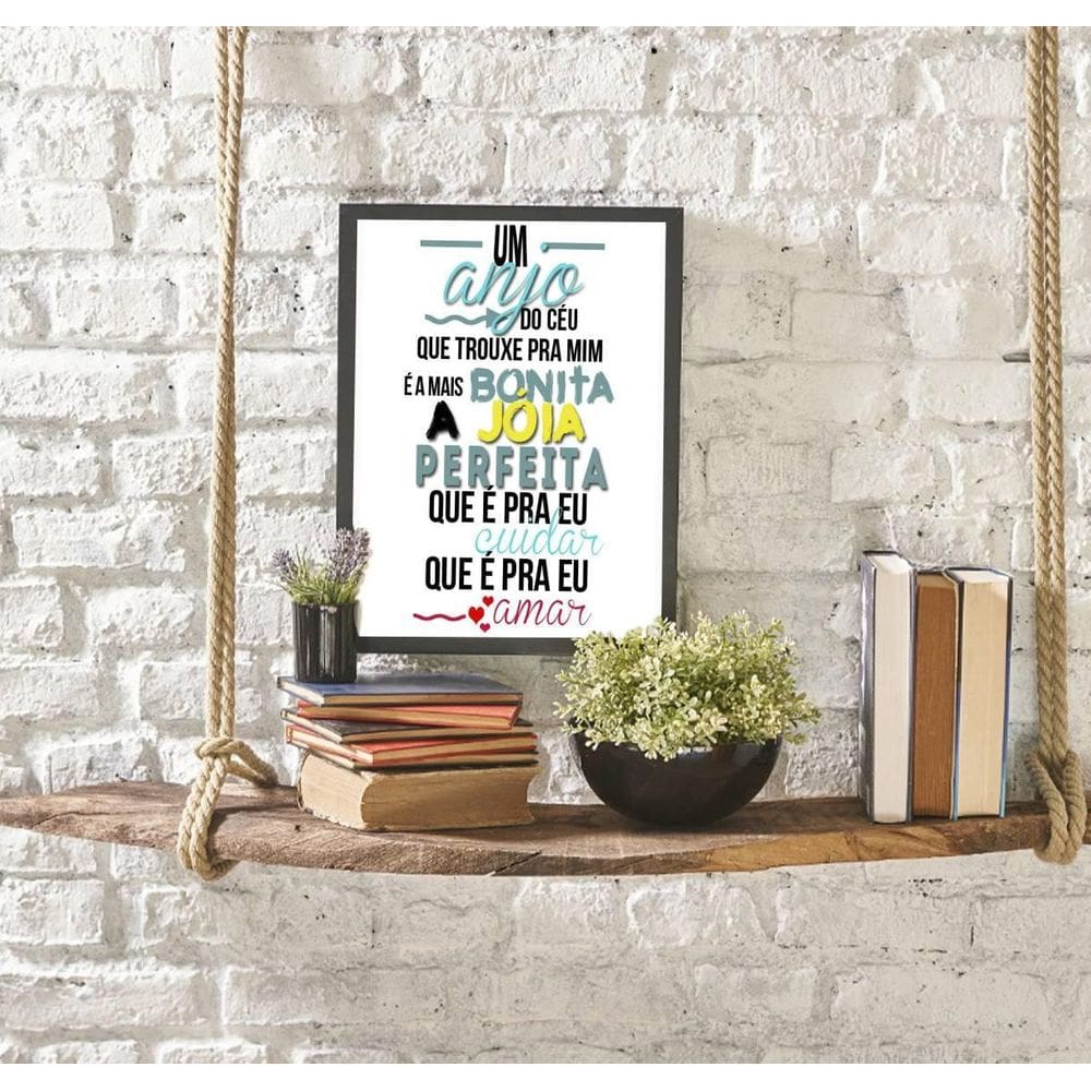 Quadro Música Um Anjo Do Céu 24X18 Com Vidro - Preta