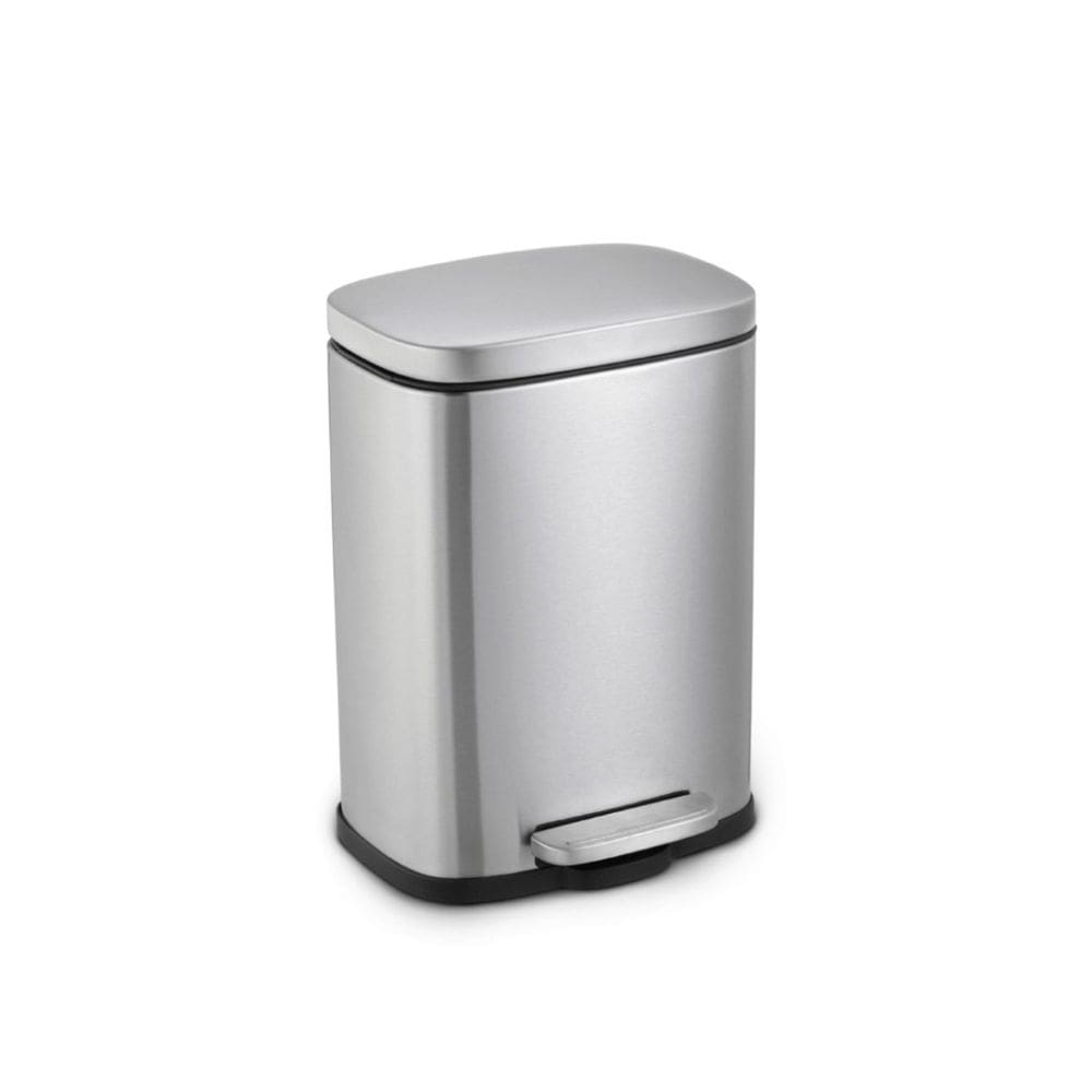 Lixeira Retangular Escovada Nobre 5 Litros com Pedal