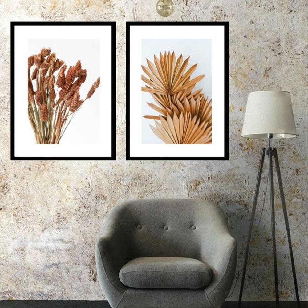 Kit 2 Quadros Ramos Folhas Secas - 60X48Cm