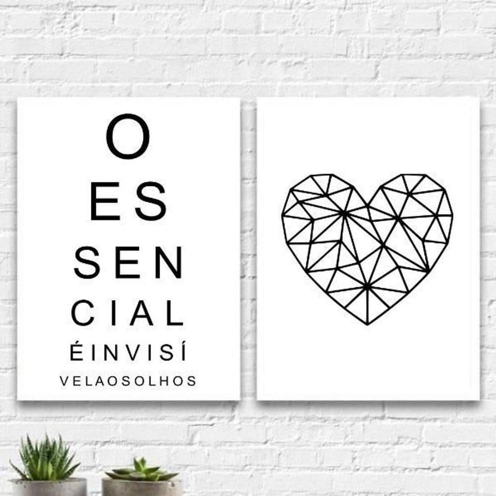 Kit 2 Quadros Essencial Olhos 33x24cm - Madeira Branca