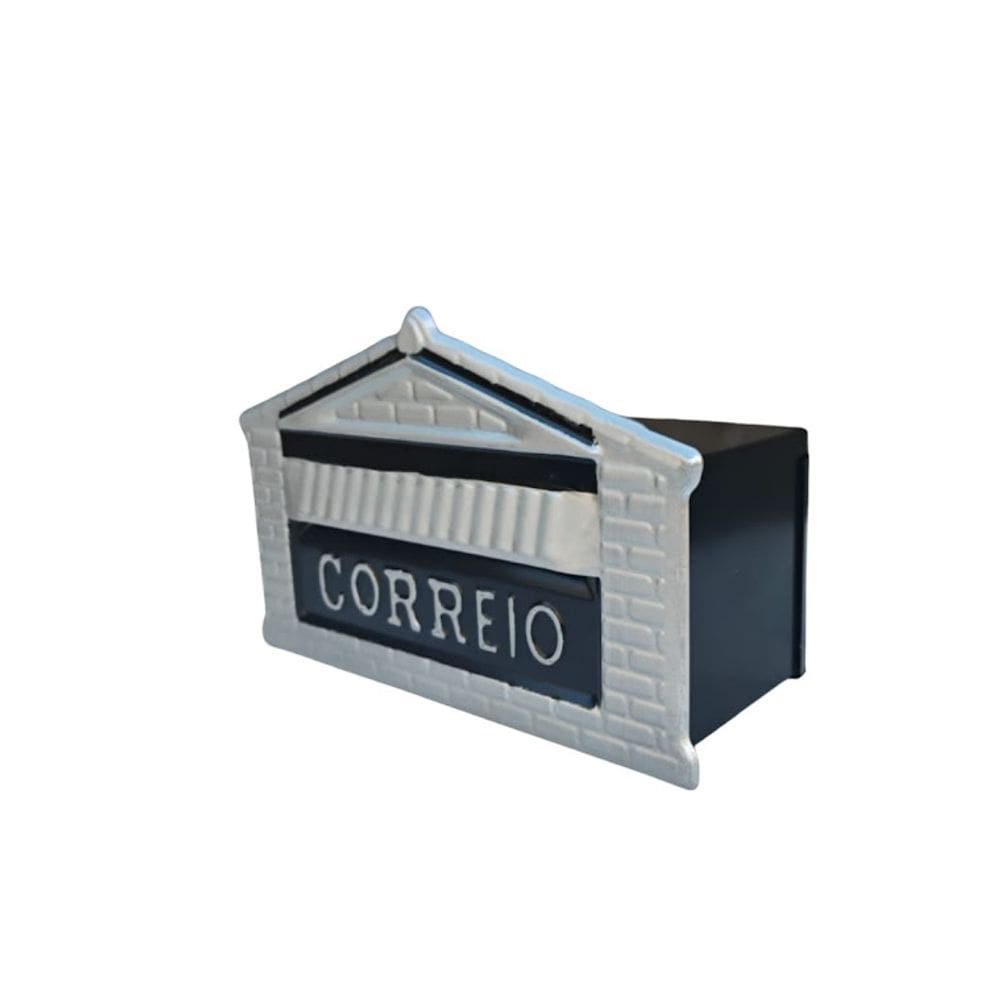 Caixa de Correio Cartas Para Muro Detrás Preta 12x23x11cm