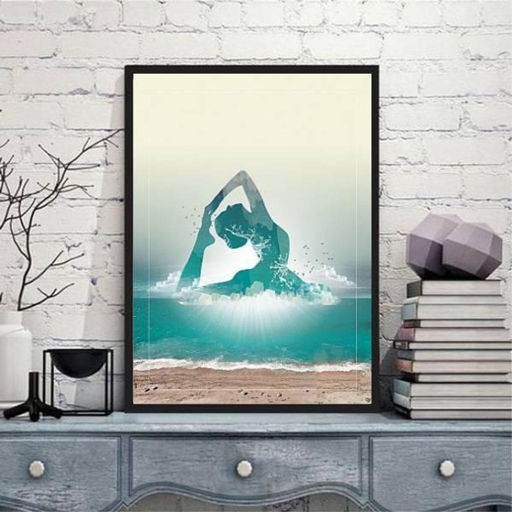 Quadro Decorativo Yoga Zen 45X34Cm Moldura Preta