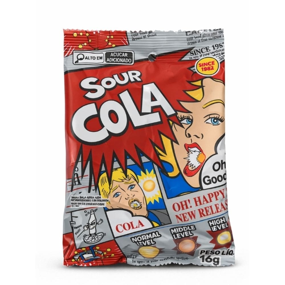 Bala Super Azeda Sour Cola Happy Time 16g - Importada