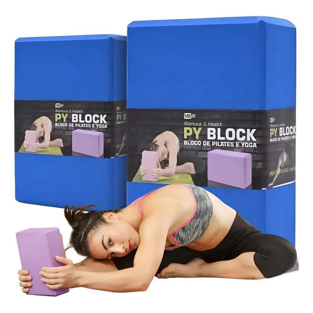 Tijolo Bloco De Yoga Em Eva Pilates Kit C/2 Peças Cor Azul