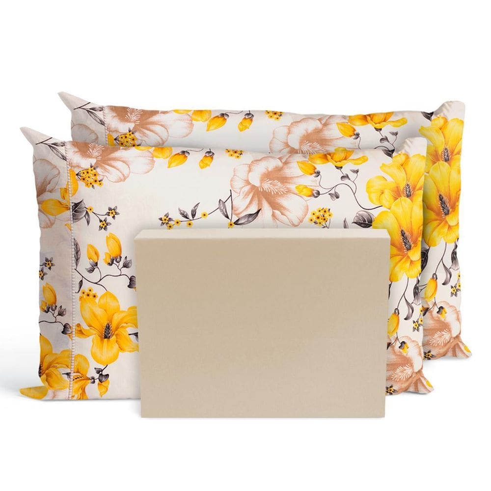 Jogo De Lençol Cama Padrão 3 Peças Percal Florença Palha