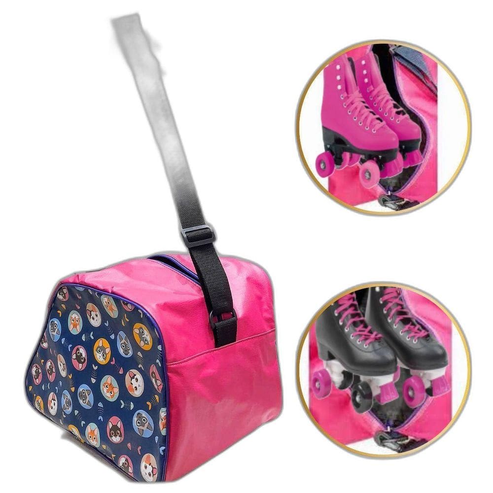 Bolsa Porta Patins, Super Prática Reforçada Estampa Gatinhos