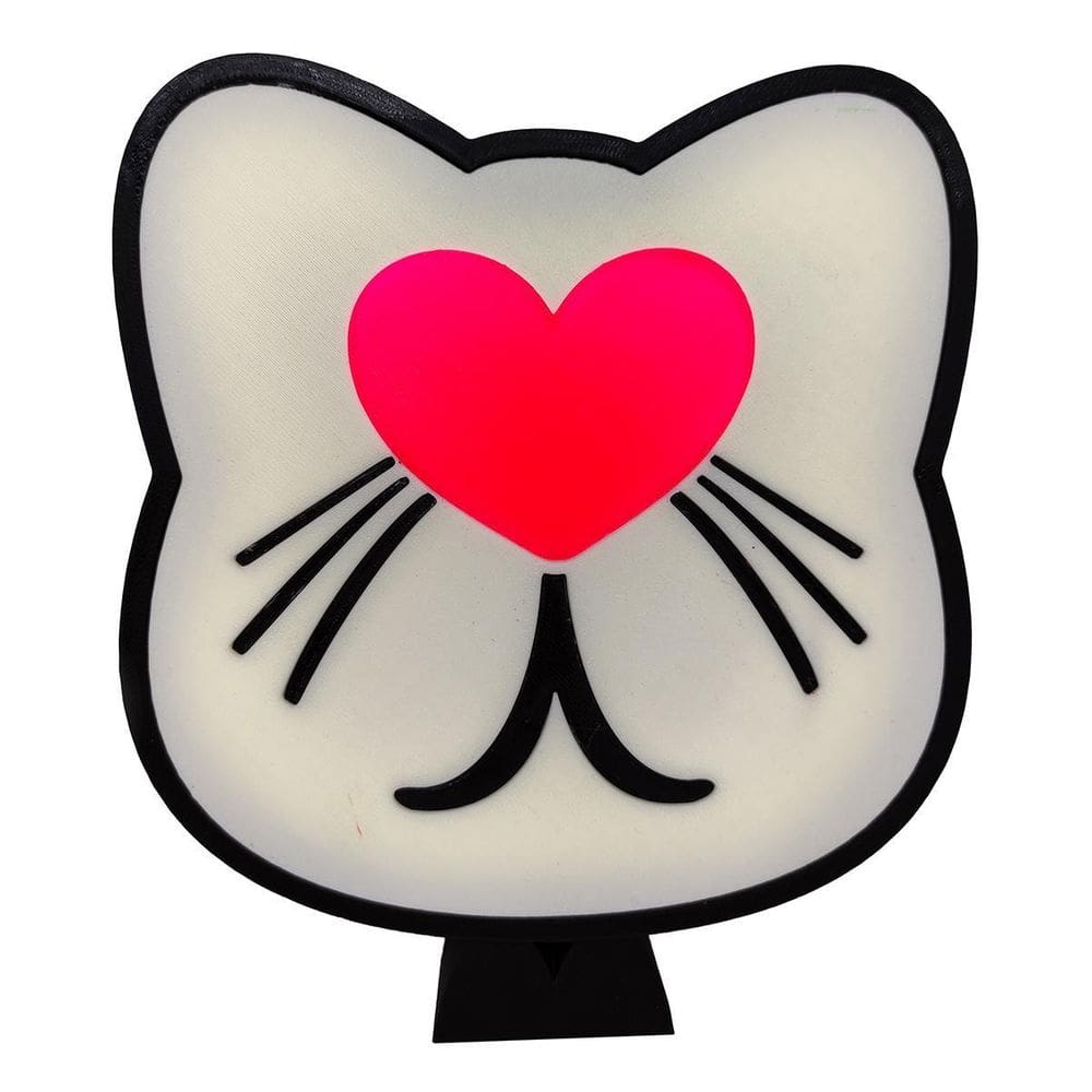 Luminária Pet Gato Led Abajur Mesa 3D Com Fonte