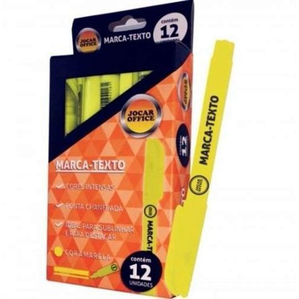 Marca Texto Amarelo Caixa Com 12 - Jocar Office