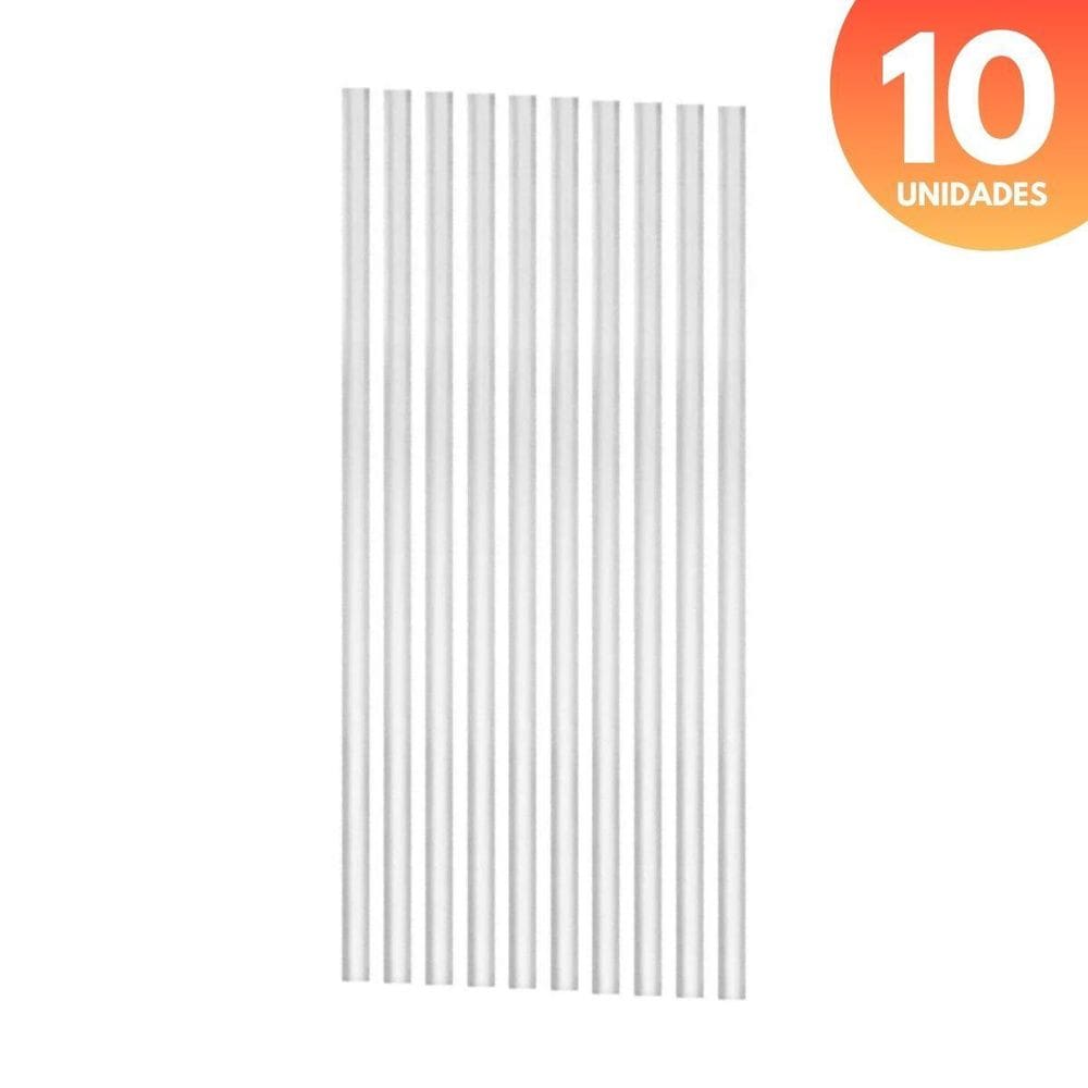 Canudo 31Cm Preto Ou Transparente Plástico Reutilizável 10Un