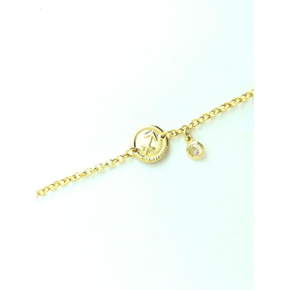 Pulseira Belca Signo Sagitário Com Pingente,No Banho De Ouro
