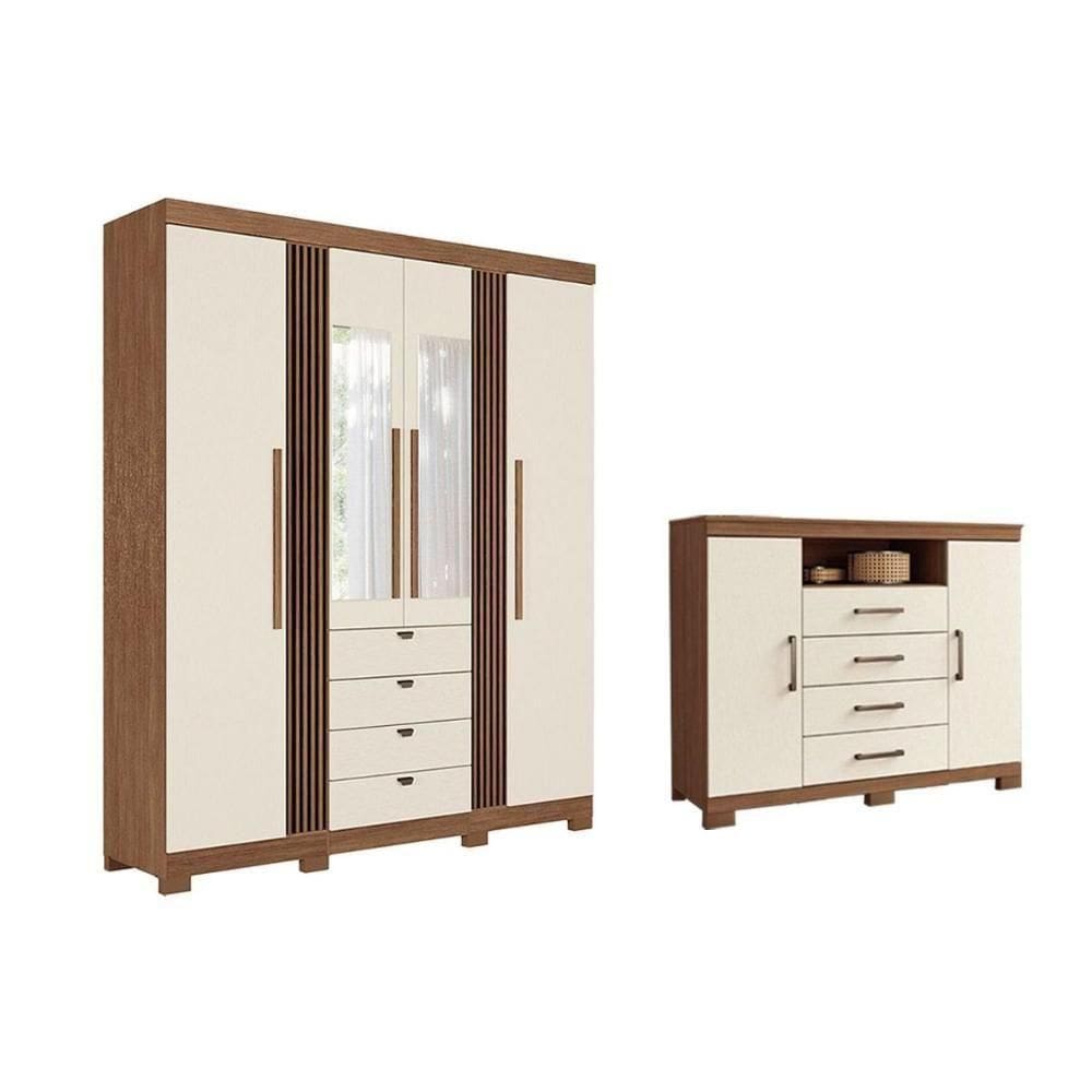 Guarda Roupa +cômoda 2 Peças Qc268 Jatoba/areia - Santos Andirá