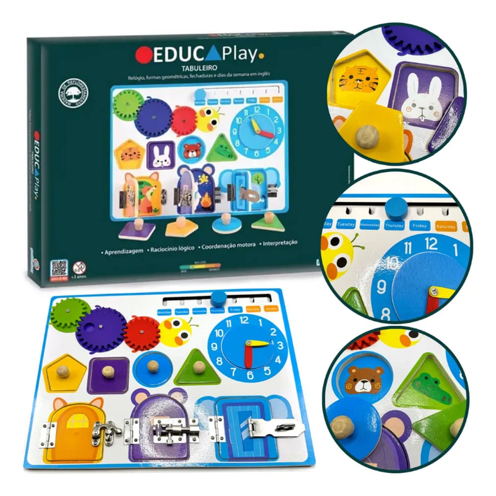 Jogo Infantil Brinquedo Tabuleiro Pedagógico Montessori Madeira Polibrinq